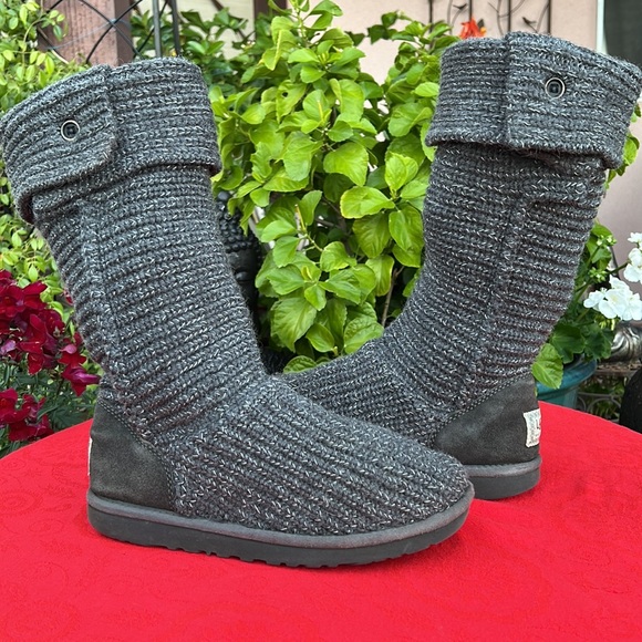 UGG Cardi Gray Fold Down Knit Sweater Boots - Picture 7 of 17